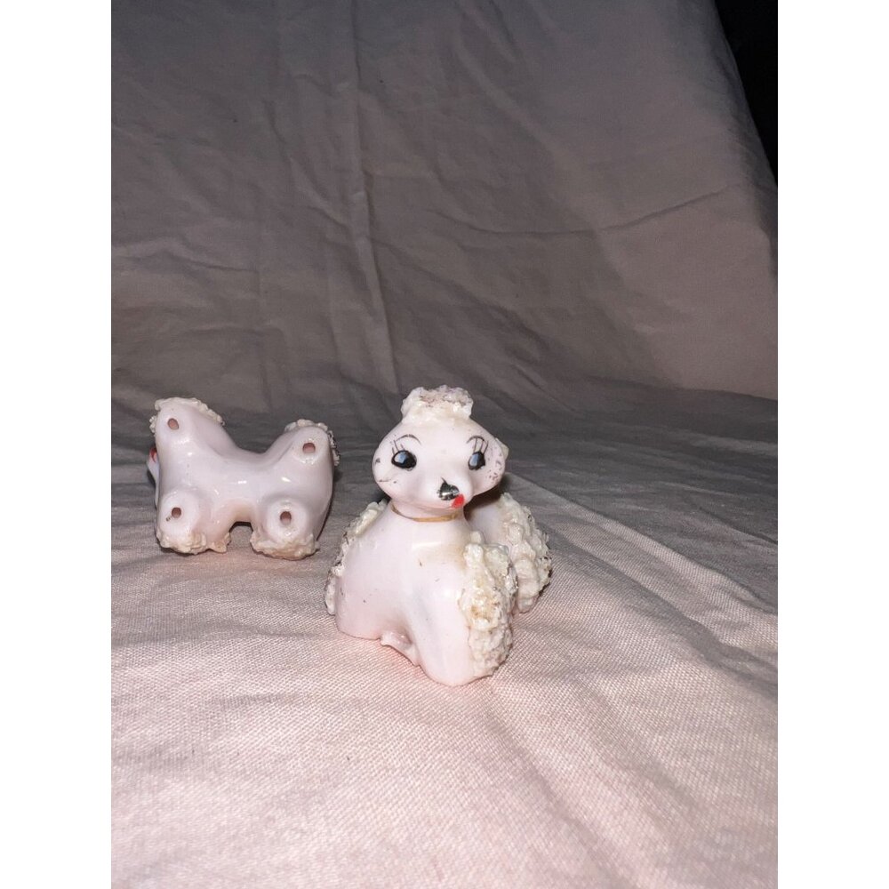 Vintage Ceramic Pink Spaghetti Poodle Figurines With Chains Collectible Mid Cent - Picture 8 of 10